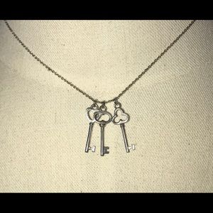 Tiffany and Co. Three Key Sterling Silver Necklace
